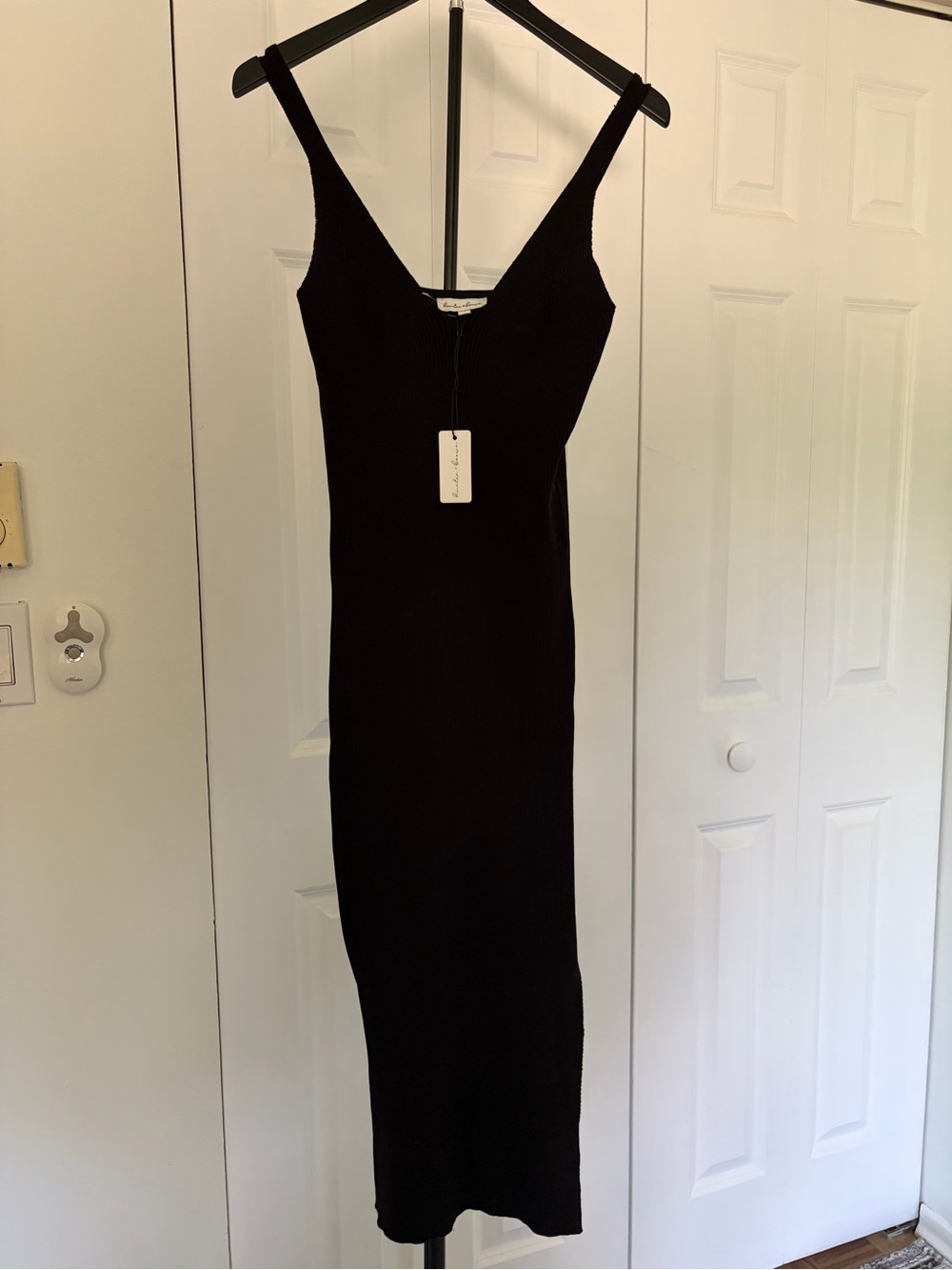 Sleeveless Black Ribbed Maxi Dress by